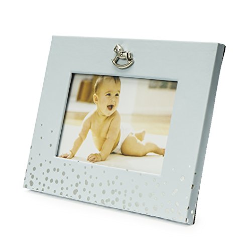 Modali Baby Fine & Elegant Photo Frame 6x4 Blue with Silver Plated Rocking Horse