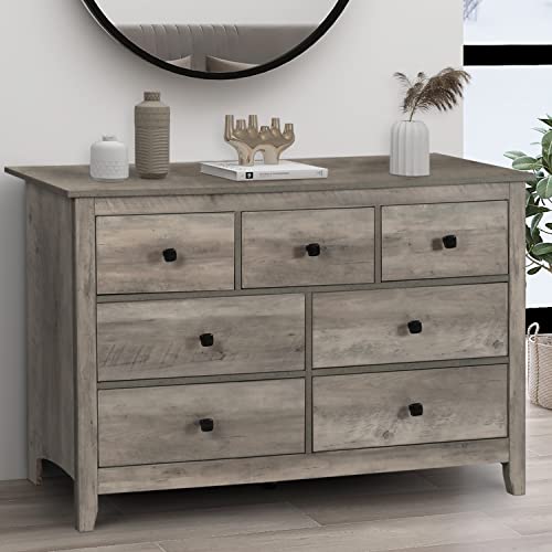 image for Vikiullf Dresser and Nightstand Set - 3 Pieces Bedroom Set with 7 Draw