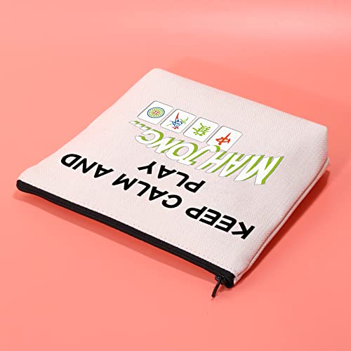 Jxgzso Funny Mahjong Bag Keep Calm And Play Mahjong Cosmetic Bag Mahjong Pouch Gift For Mahjong Fans thumb #4