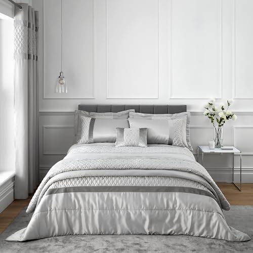Housse de Couette Super King Size Catherine Lansfield avec taie d'oreiller gris argenté