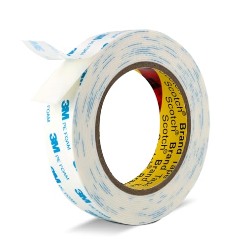 Image of Double Sided Tape Strong White Foam Tape 1 inch x 18Ft Made of 3M Heavy Duty Mounting Tape Waterproof PE Foam Adhesive Strips for Posters Alarm Sensors Window Shades and Other Home Office Deco