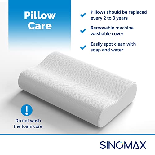 Sinomax Contour Memory Foam Neck And Cervical Pillow - Golden Diamond Neck Pillow For Back Support And Side Sleepers - 21 X 14 X 4-5 Inches (Standard) #TOP7