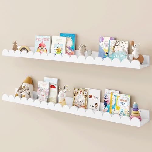 Fun Memories 36 Inch Scalloped Nursery Shelf, White...