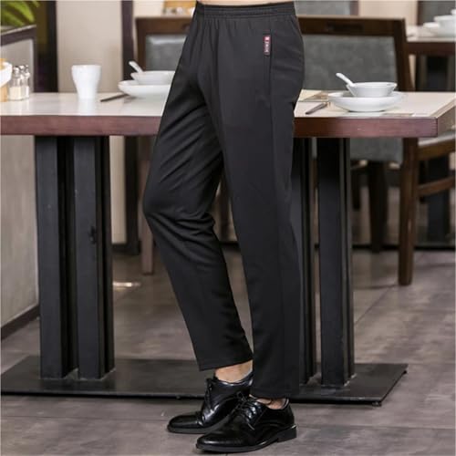Pantalon de cuisine mixte à taille élastique noir confortable