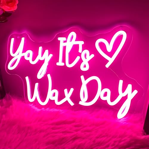Image of Yay It's Wax Day Neon Sign For Spa Beauty Room Nail Brows Lashed Salon Studio LED Wall Art Decor For Business Stores Logo Barber Shops Led Word Indoor Custom Neon Lights 5V USB Powered Pink 40x23.6 CM