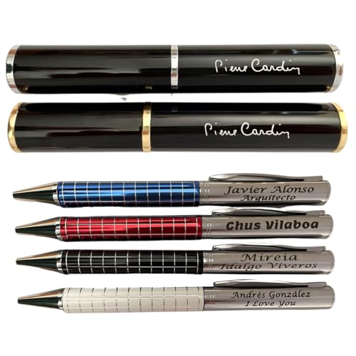 Pierre Cardín regalo grabado - Bolígrafo Personalizado con Texto, Opción de Color y Estuche | Ideal para Aniversarios y Cumpleaños, profesores, Regalo personalizado, Metálico