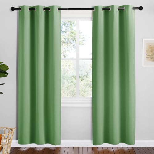 Image of NICETOWN Froest Green Blackout Curtains 78 inches Length for Bedroom, 2 Panels, 42 inch Wide, Thermal Insulated Decoration Drapes for Office Window