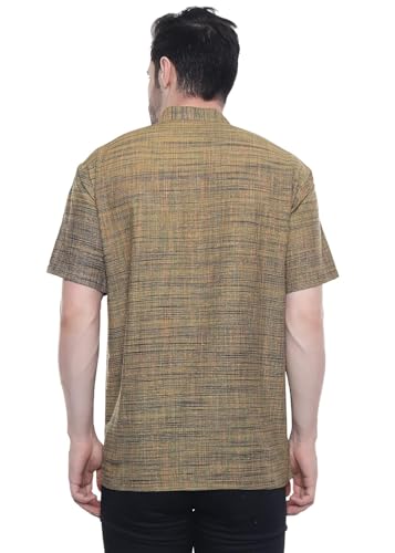 Image of Khadie Cotton Blend Solid Casual Regular Fit Mandarin /Chinese Collor Short Kurta for Men