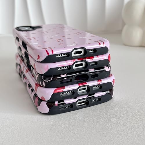 DEFBSC Case for iPhone 16 Pro Max, Cute Pink Bow Cherry Print Aesthetic Trendy Pattern for Women Girls Slim Durable Bumper Shockproof Hybrid Hard Back Phone Cover, Big Ribbon/Glossy - Image 4