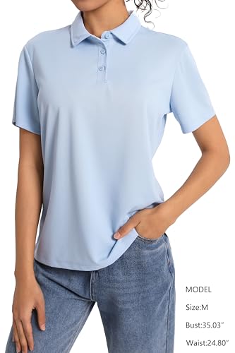5 Pack Women's Polo Shirts Short Sleeve 3 Buttons Collared Uniform Tops Moisture-Wicking T-Shirts for Work & Casual3