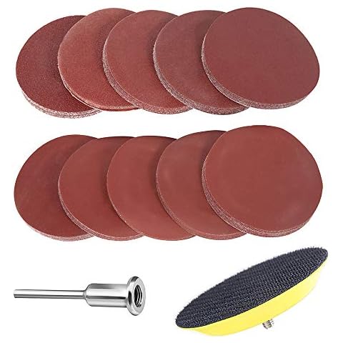 SunTop Sander Disc Sanding, 60pcs Sheets, 76mm 3" Sander Disc Sanding Disk 100-2000 Grit Paper with 3inch Abrasive Polish Pad Plate Cover