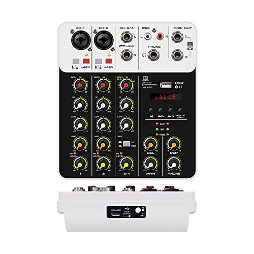 Mezclador controlador de DJ V4 Sound Mixing Console Bluetooth USB Record Computer 48V Phantom Power...