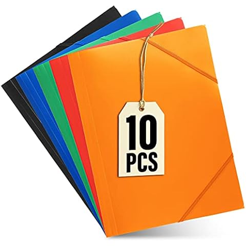 Portfolio File A4 Plastic Set of 10 Water-Repellent Assorted Colours Safe Storage Cover