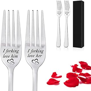 MOTONG Engraved Fork, I Forking Love You, Personalized Design Stainless Steel Forks with Luxury Black Box Perfect Valentine's Day Festival Gifts for Friends, Boyfriend, Girlfriend for Christmas, Gifts