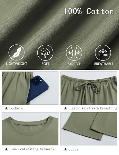 Image of KCW Womens Pajamas Sets 100% Cotton 2 Piece Lounge Set Long Sleeve Tops and Pants Soft Pjs Sleepwear with Pockets
