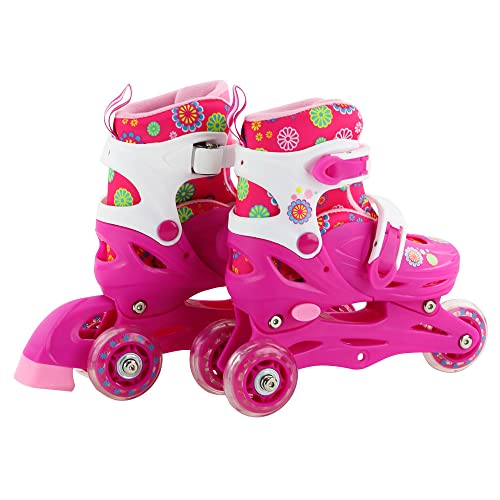 Kit Patins Feminino Infantil Inline E Triline - Tam. 28-31 - Bbr Toys (Branco e Rosa)