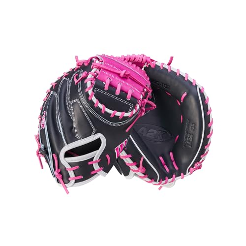 Wilson Fall 2024 A2K® M23 33.5” Baseball Catcher’s Mitt - Right Hand Throw, Navy/Flamingo