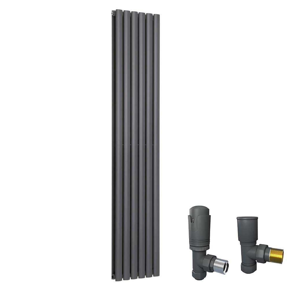 Warmehaus 1800x355mm Anthracite Double Oval Column Vertical Radiator