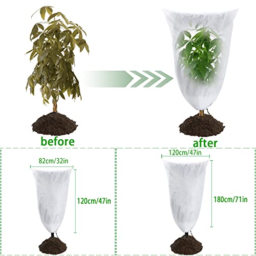 SISAY Plant Frost Protection Covers 82x120cm 2 Pcs Non-Woven Fabric Plant Antifreeze Cloth Winter Plant Fleece Frost Protection Covers Garden Plant Warming Jackets with Zipper and Drawstring - Image 4