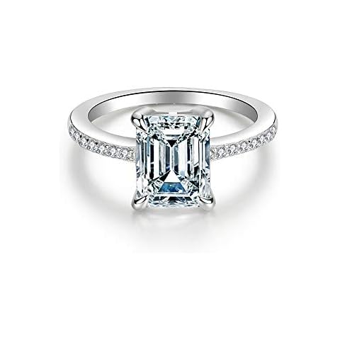 925 Sterling Silver 9x7mm 2.5 Ct Radiant-cut Bridal Ring Solitaire Engagement Anniversary Wedding Ring (8) Cover
