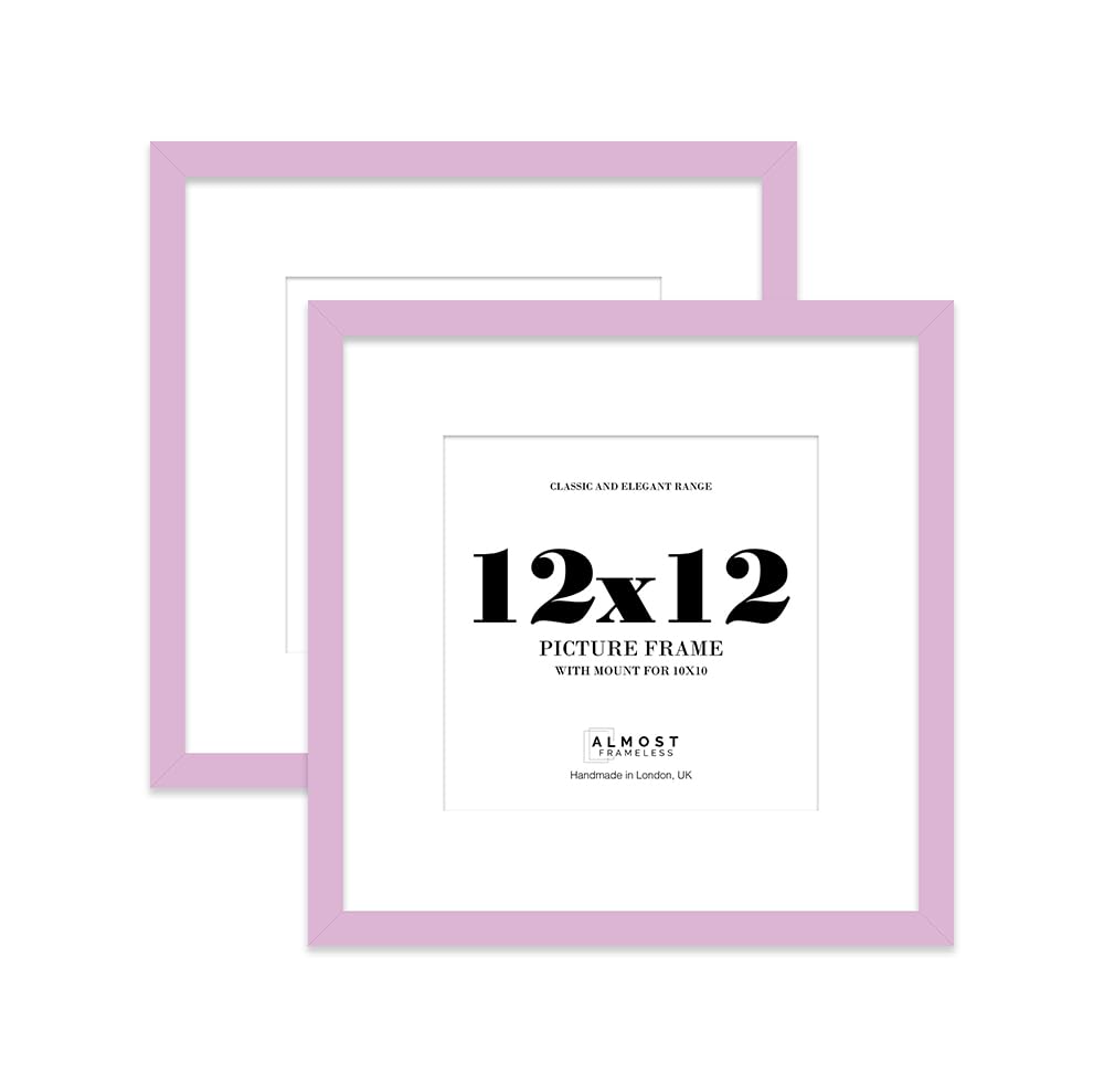 12x12 Lilac Picture Frame with Mount for 10x10 Photos, Prints - Modern Square Wall Frame, Set of 2