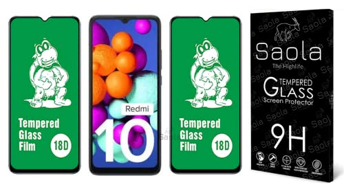 Image of Saola 18D Tempered Glass With Inbuilt AirBag Borders For Redmi 10 (Pack Of 2) with Free Installation Kit. Full screen Coverage - 6.5 inch