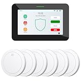CPVAN GSM + WiFi Rauchmelder Vernetzt 10 Jahre Batterie mit 7' Touch Screen 110dB Zentralpanel,Zertifiziert nach Europäischen Norm EN14604, Funkrauchmelder mit WLAN,85dB Vernetzbarer Feuermelder