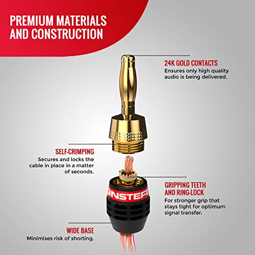 Monster Xp Quicklock Connectors - Best Banana Speaker Wire Plugs For Diy Installations - 2 Pair (4 Total) #TOP1