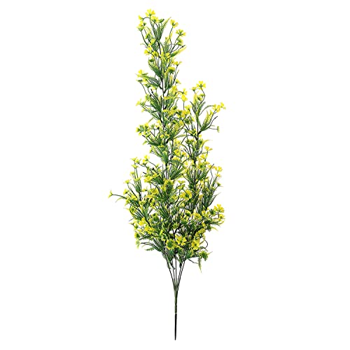 Image of Foliyaj Artificial Yellow Daisy Flower Leaf Vine | Decoration Items for Living Room | Creeper for Wall Decor | Contents (Creeper of Length 70 cm + 1 Metal Wall Stand)