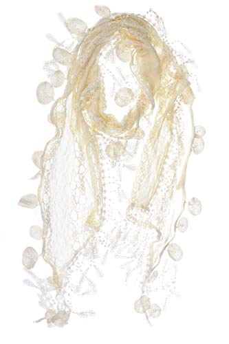 AN Fashion Leafy Lace Scarf Womens With Tassels