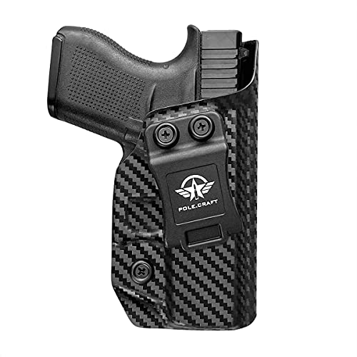 POLE.CRAFT Carbon Fiber IWB Kydex Holster for Glock 43X/Glock 43 Gen 1 2 3 4 5 Pistol Case - Inside Waistband Concealed Carry - Adjustable Cant - Guns Accessories, Right Hand/Black