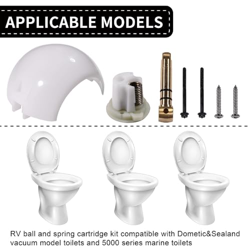 Image of 385318162 RV Toilet Flush Ball and Shaft Kit Compatible with Sealand Pedal Flush Toilets Boat RV