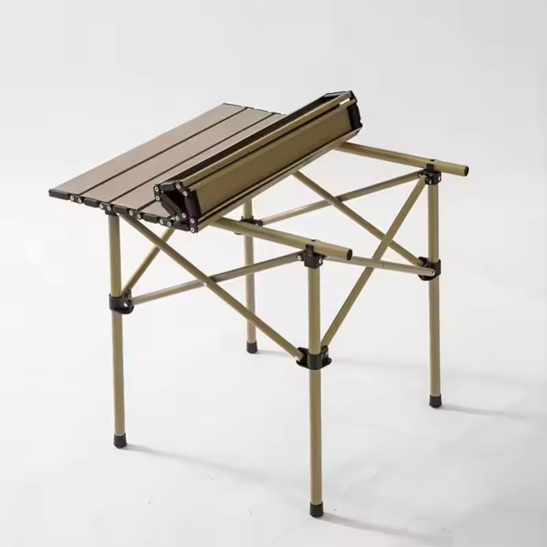 Image of Garden Art Folding Portable Metal Camping Table GAFTBE1491-10 | Outdoor FoldingTable for Garden Camping, Hiking, Fishing, Picnic | Light Weight Easy to Fold & Carry (Khaki Table, Medium)