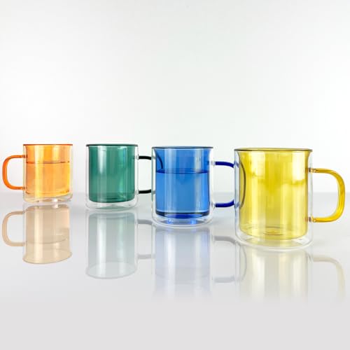 Juego de 4 Mugs Aislados Dobles de Vidrio Borosilicato 12.85 oz miniatura 1