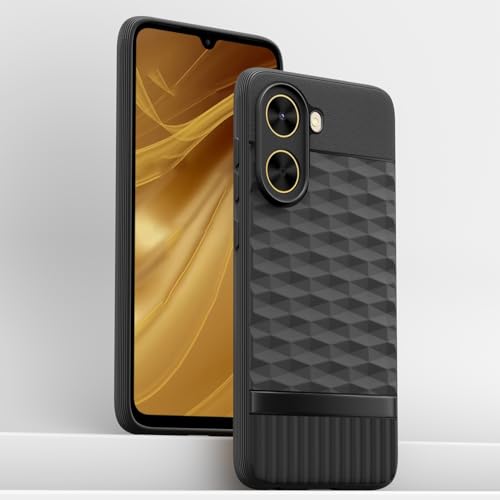 Image of Pikkme Back Cover for Poco C71 / Redmi A5 Camera Protection 3D Hexa Cube Design Silicone Protective Bumper Case (Black)