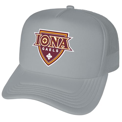 Campus Lab Official Iona College Primary Logo Foam Snapback Trucker Hat - Unisex for Men and Women Grey
