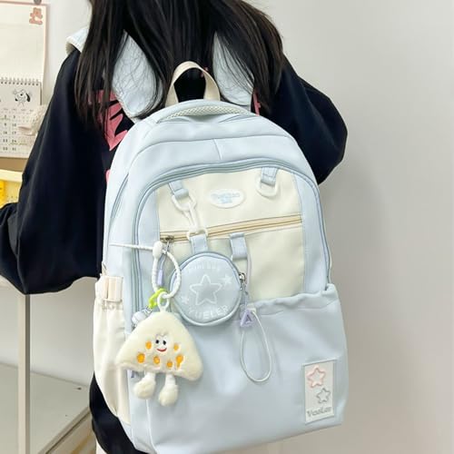 Rosy Posy Backpack, Rosy Posy Cream Star Drawstring Backpack with Cute Star Removable Pouch (//E//)2