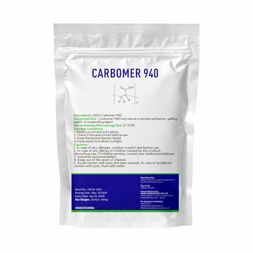 Image of Carbomer 940 Powder for DIY Skincare - 454 g | Cosmetic Grade Thickening & Gelling Agent | For Serums, Gels, Creams, Lotions, Hand Gel & Personal Care Formulations