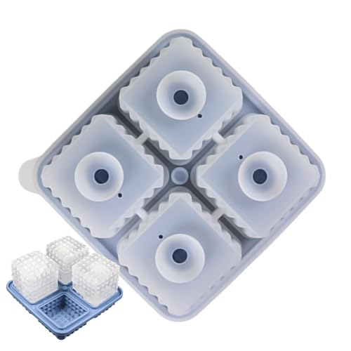 Molde de hielo reutilizable, bandeja cuadrada para enfriar, máquina de cubos antiadherente, compacto y portátil, práctica tapa de embudo, 13,4 x 13,4 x 5,7 cm, para bebidas, whisky, cócteles