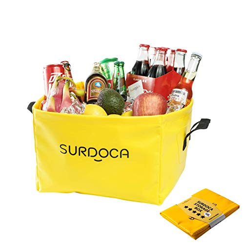 SURDOCA Caja de almacenamiento plegable multifuncional para coche, bolsa de almacenamiento plegable totalmente impermeable para el maletero del coche,almacenamiento de lavado,pesca,18 litros,amarillo