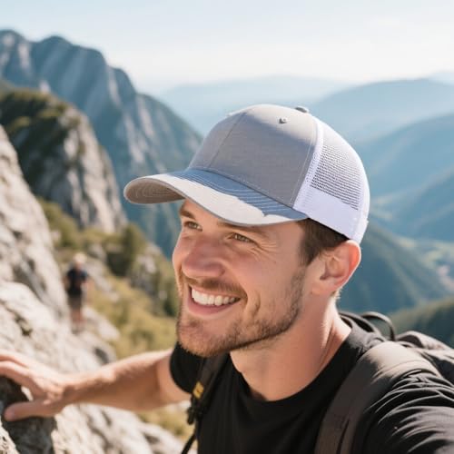 Image of 2-Pack Breathable Mesh Snapback Trucker Hats, Adjustable Baseball Caps for Men Women, Cotton-Poly Twill Outdoor