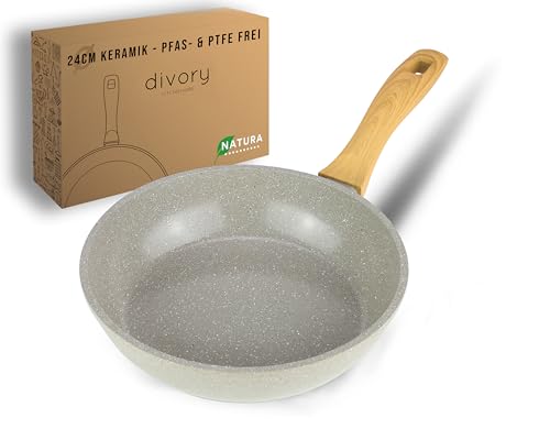 DIVORY Keramikpfanne 24cm – Pfanne mit Keramikbeschichtung Induktion, PFAS & PTFE frei, mittlere Bratpfanne Keramik, Pfannen, Eierpfanne beschichtet - frying ceramic pan (Natura, 24 cm) DIVORY Keramikpfanne 24cm – Pfanne mit Keramikbeschichtung Induktion, PFAS & PTFE frei, mittlere Bratpfanne Keramik, Pfannen, Eierpfanne beschichtet - frying ceramic pan (Natura, 24 cm)