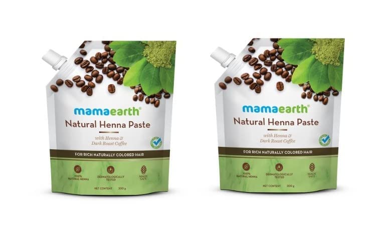 mama.earth hena paste Mama.earth Natural Henna Paste, Ready To Apply, With Henna & Dark Roasted Coffee For Rich Naturally Colored Hair, 200g pack of 2