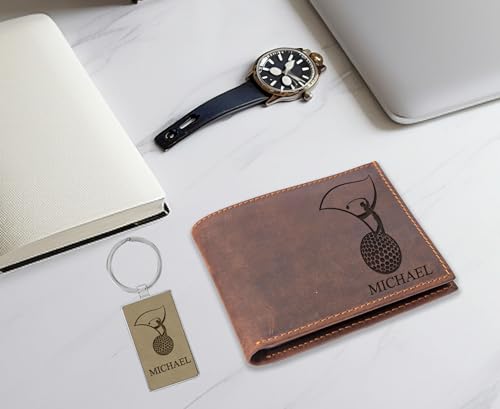 Personalized Golfer Wallet, Sports Wallet, Golf Wallet, Birthday Gift for men, Custom Men Wallet, Christmas Wallet, Personalized Golf Gifts,Crazy Horse Leather Wallet3