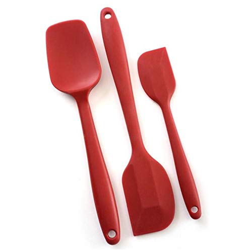 AM ANNA Silicone Spatula 3-piece Set Heat-Resistant Spatulas Non-stick Rubber Spatulas (Red)
