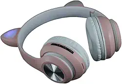 Fone Bluetooth Sem Fio Headphone Gatinho com Microfone Embutido Para Música ou Gamer (Rosa)