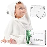 Ultra Soft Bamboo Baby Towels for Newborn - Super Absorbent Organic Baby Hooded Towel for Girls and Boys - Baby Bath Towel with Single Organic Mitt Set for Toddlers, Infants, Kids