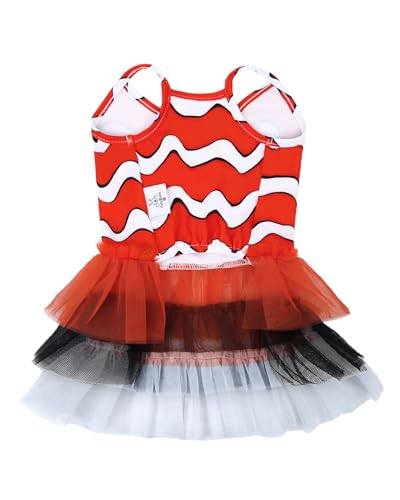 Image of CuteBone Cute Pet Dress for Small Dogs, Cats - Ruffle Princess Outfit with Pleated Heart, Summer Lightweight Breathable Dog Party Clothes for Holiday, Walks, Birthday, Photos DDQ02M
