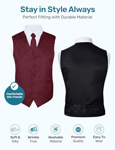 S.H. Churchill & Co. Men's 4 Piece Paisley Vest Set, with Bow Tie, Neck Tie & Pocket Hanky3