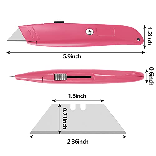 Image of DIYSELF 2 Pack Box Cutter Retractable, Ergonomic Razor Blades Utility Knife | Ergonomic Razor Knives for Packages, Crafts, Tape and Leather; PVC Pipe Cutter for Home, Office, Shop and DIY Projects